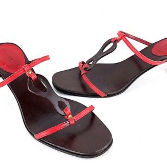 Gucci Shoes - Gucci Leather T-Strap Lizard Pattern Kitten Heels